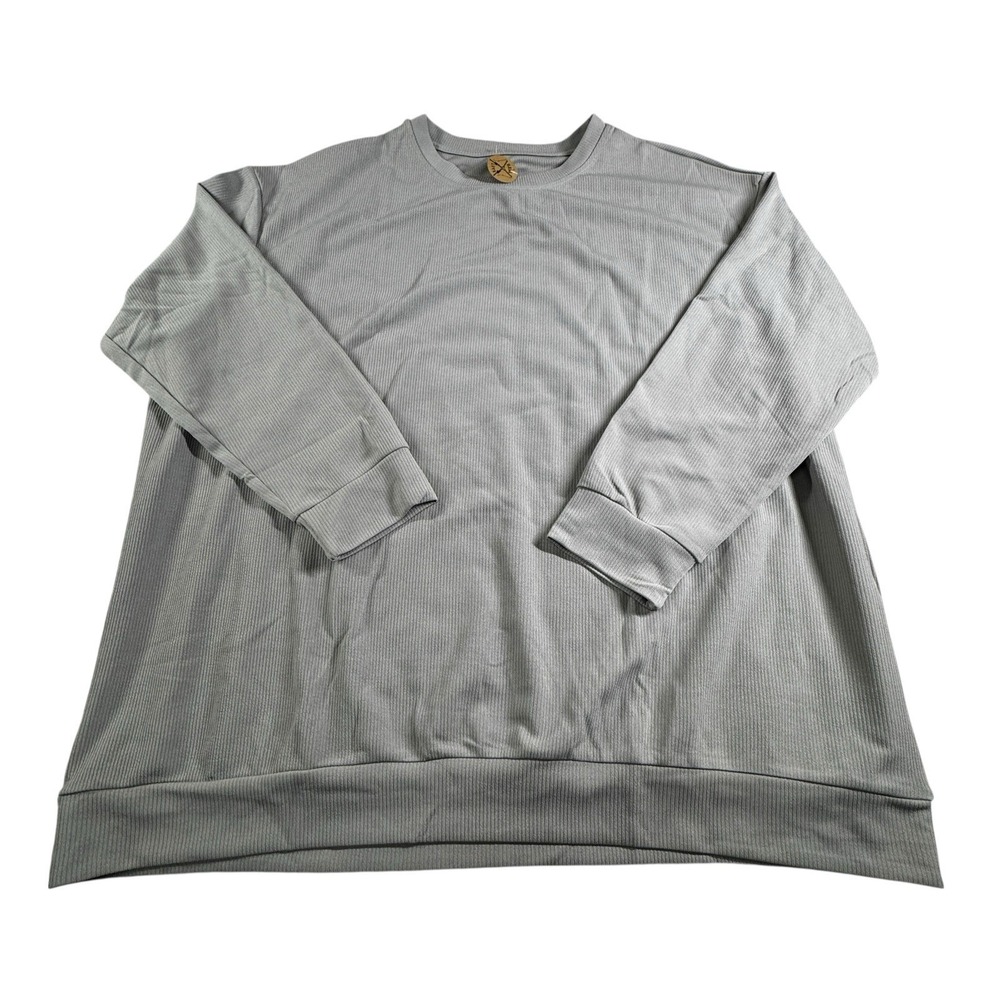 Unbranded Long‎ Sleeve Waffle Knit Pullover Sweatshirt Gray Size 2XL